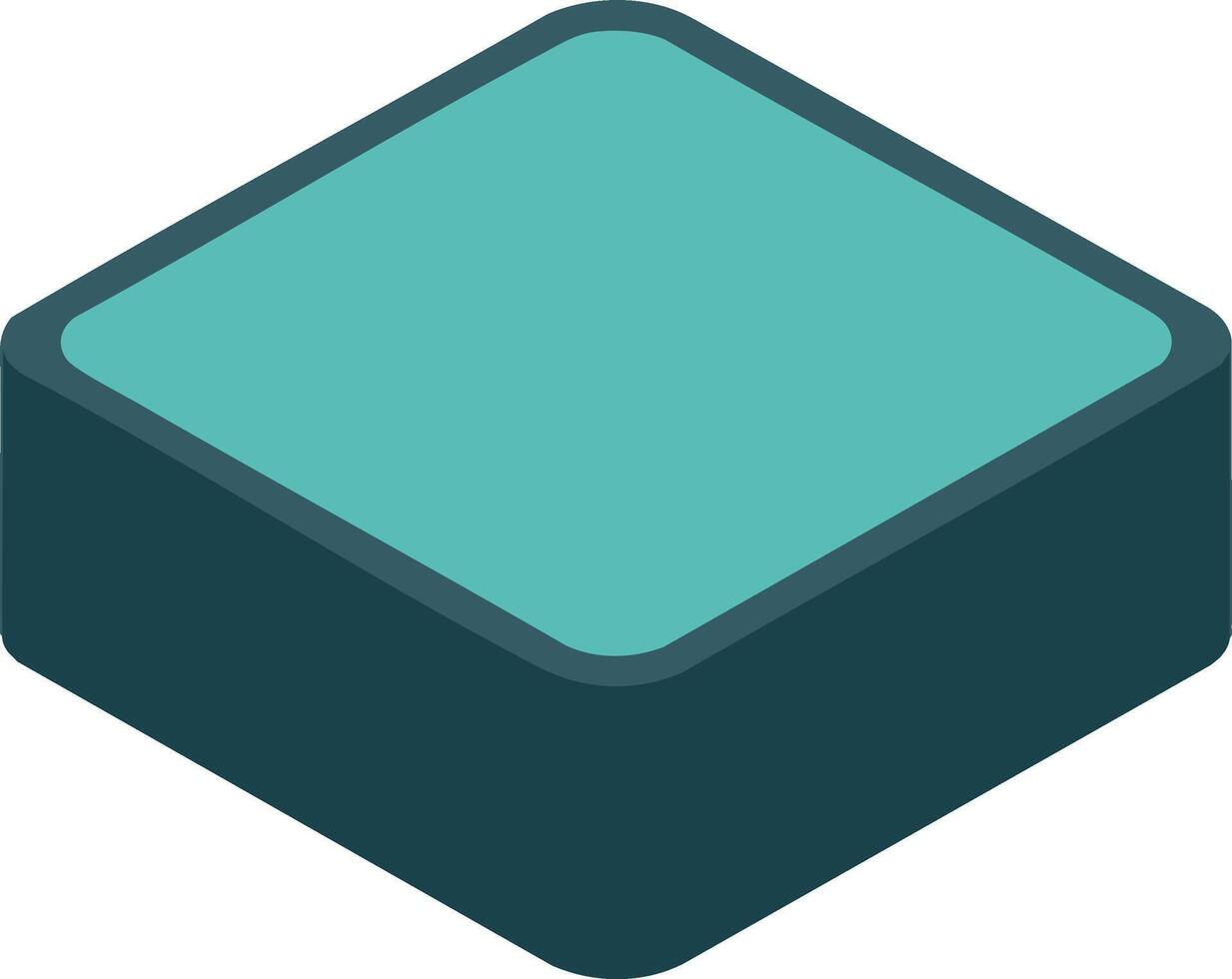 Isometric blue square button icon with rounded corners in simple minimal style for user interface design vector