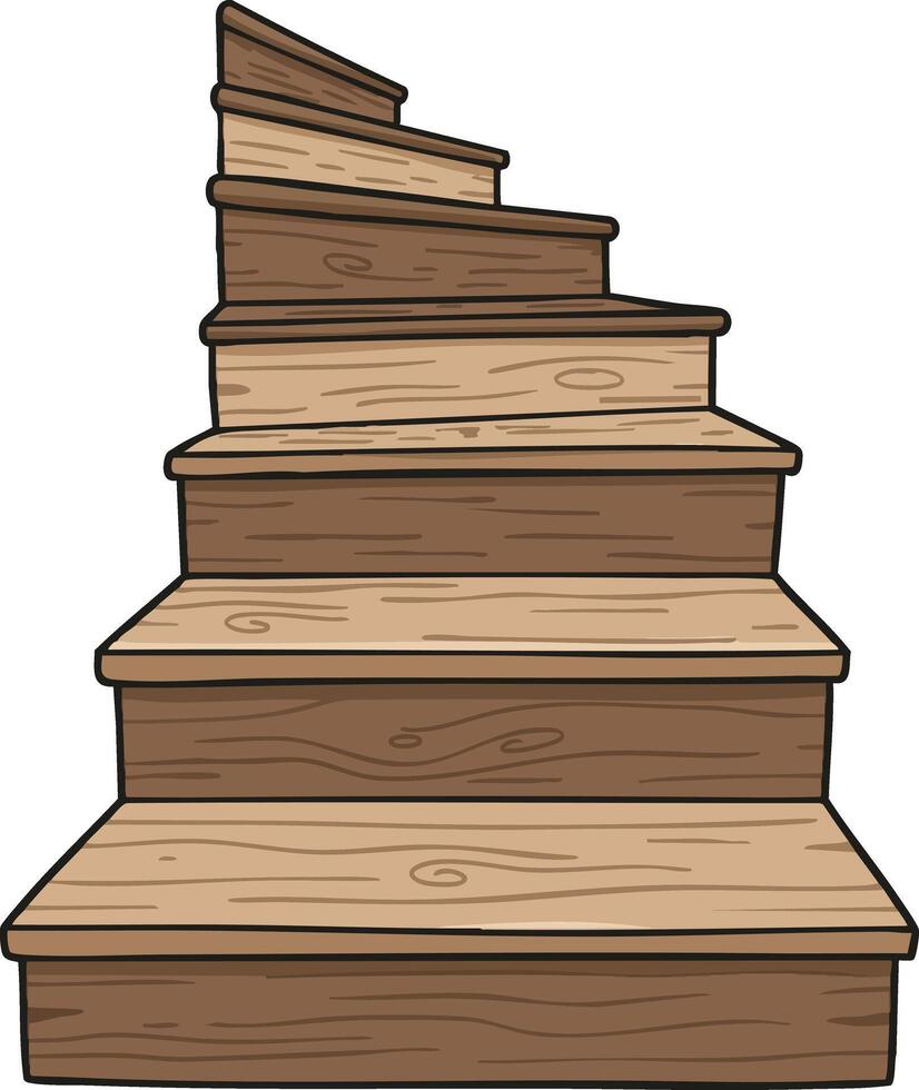 Wooden stairs with natural brown tones and textured grain pattern in simple architectural design vector