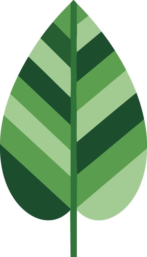 Green stylized leaf icon with layered shades of green for nature and environment design elements vector