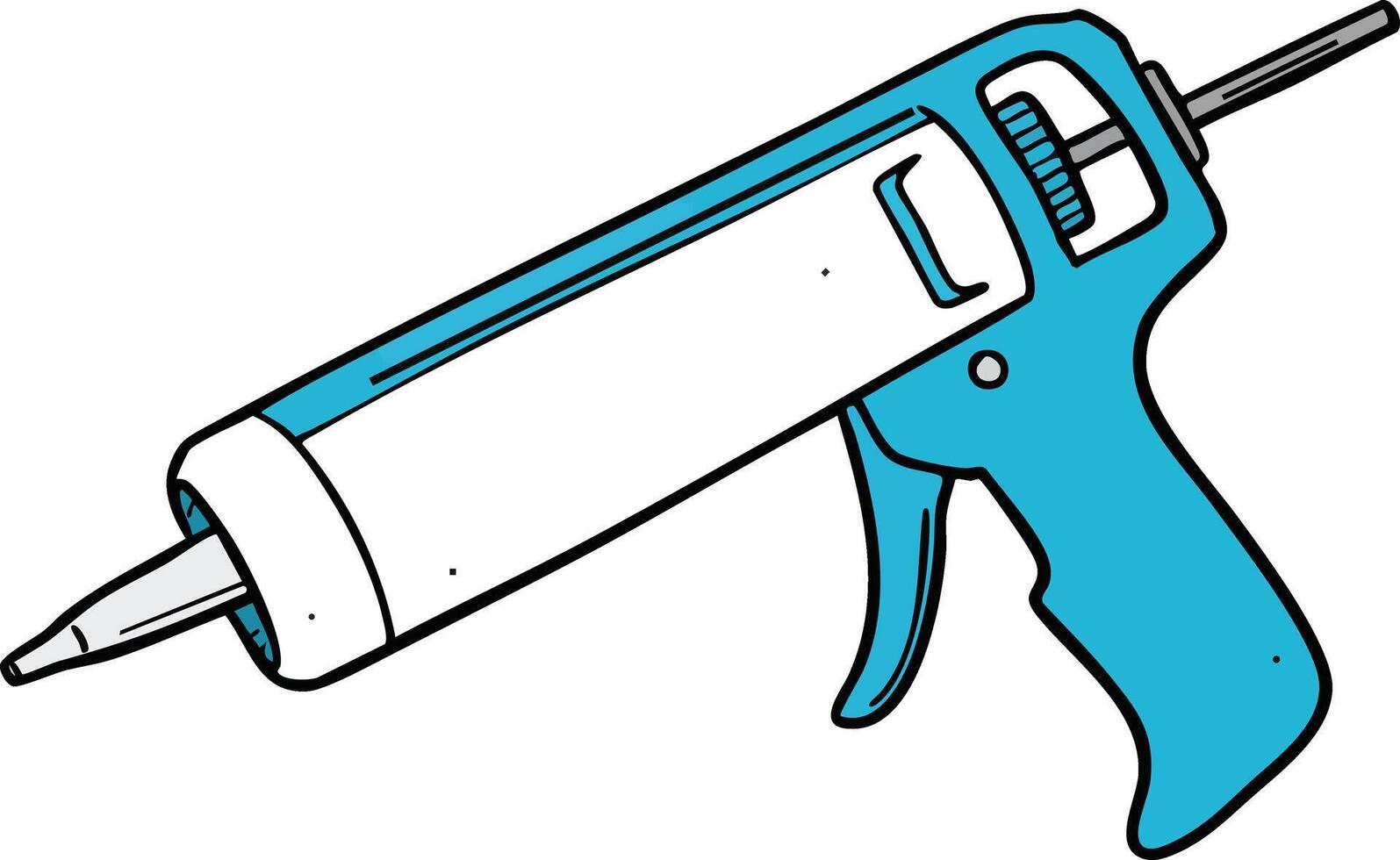 Blue and white silicone caulking gun tool for construction and home repair projects illustration vector