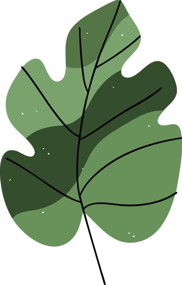 Green fig leaf illustration with dark and light green shades art natural design elements vector