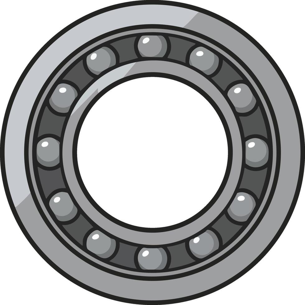 Ball bearing mechanical component illustration in gray and black colors with detailed inner spheres design vector