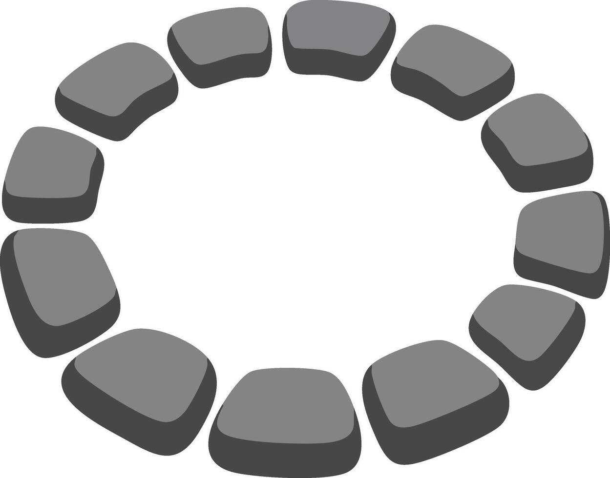 Circular arrangement of gray stones in minimalist style with simple stone shapes and smooth edges for design projects vector