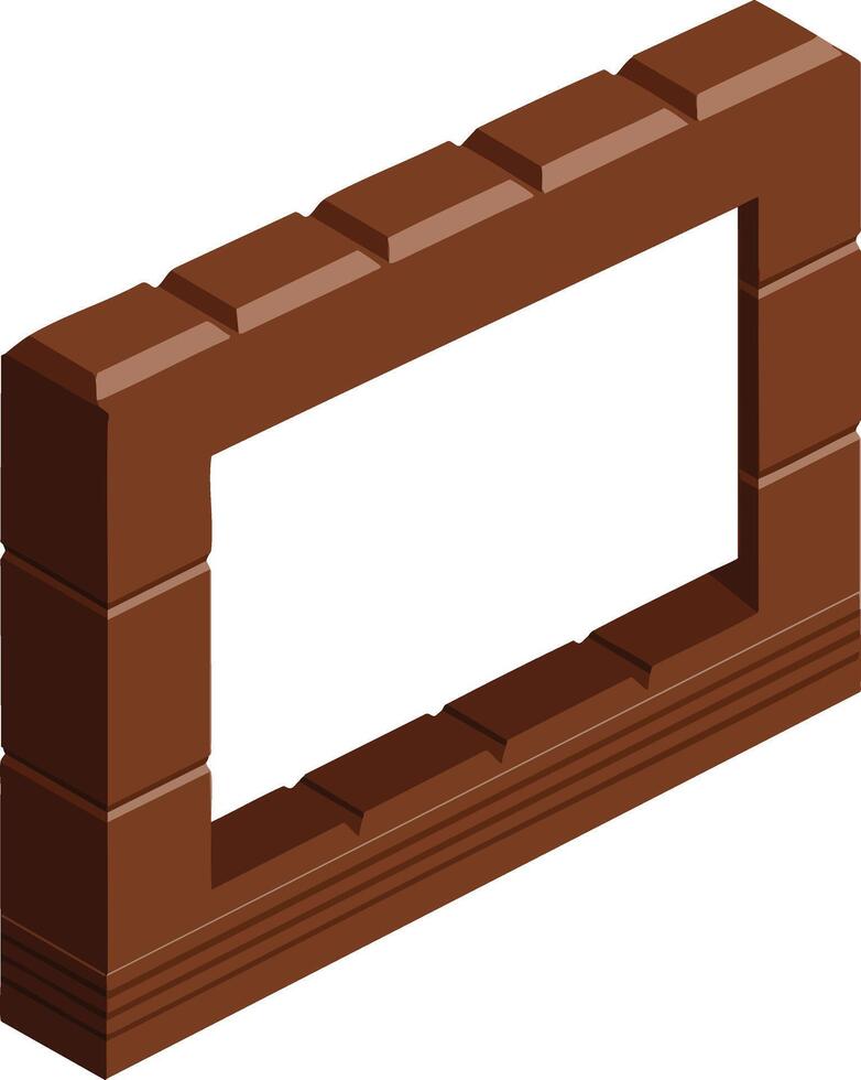 Isometric brown brick wall frame construction block illustration for building design and architecture projects vector