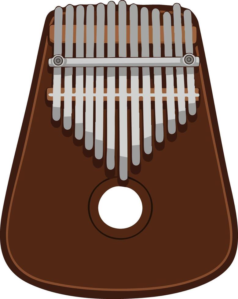 Kalimba African thumb piano musical instrument illustration in brown and silver tones for creative projects vector