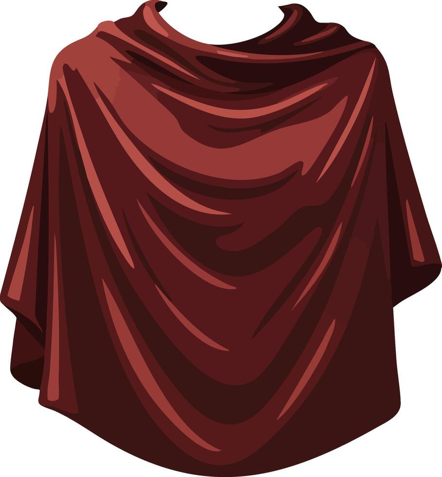 Red cloak garment illustration with fabric folds and draping design for costume or fashion purposes vector