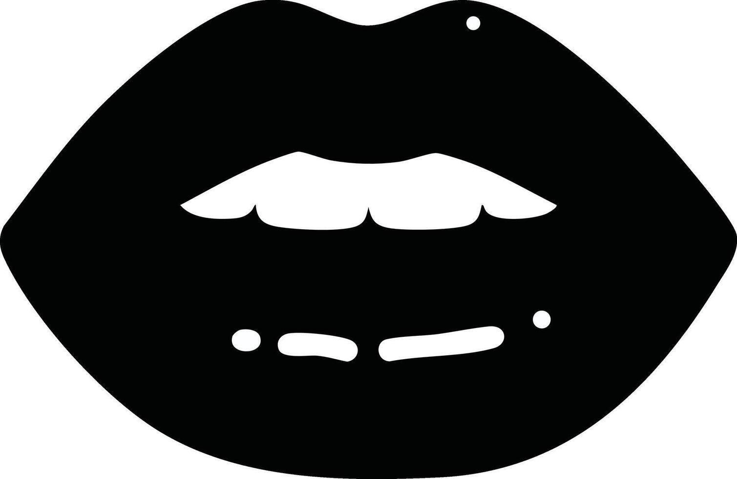 Black silhouette lips design with open mouth and visible teeth illustration vector