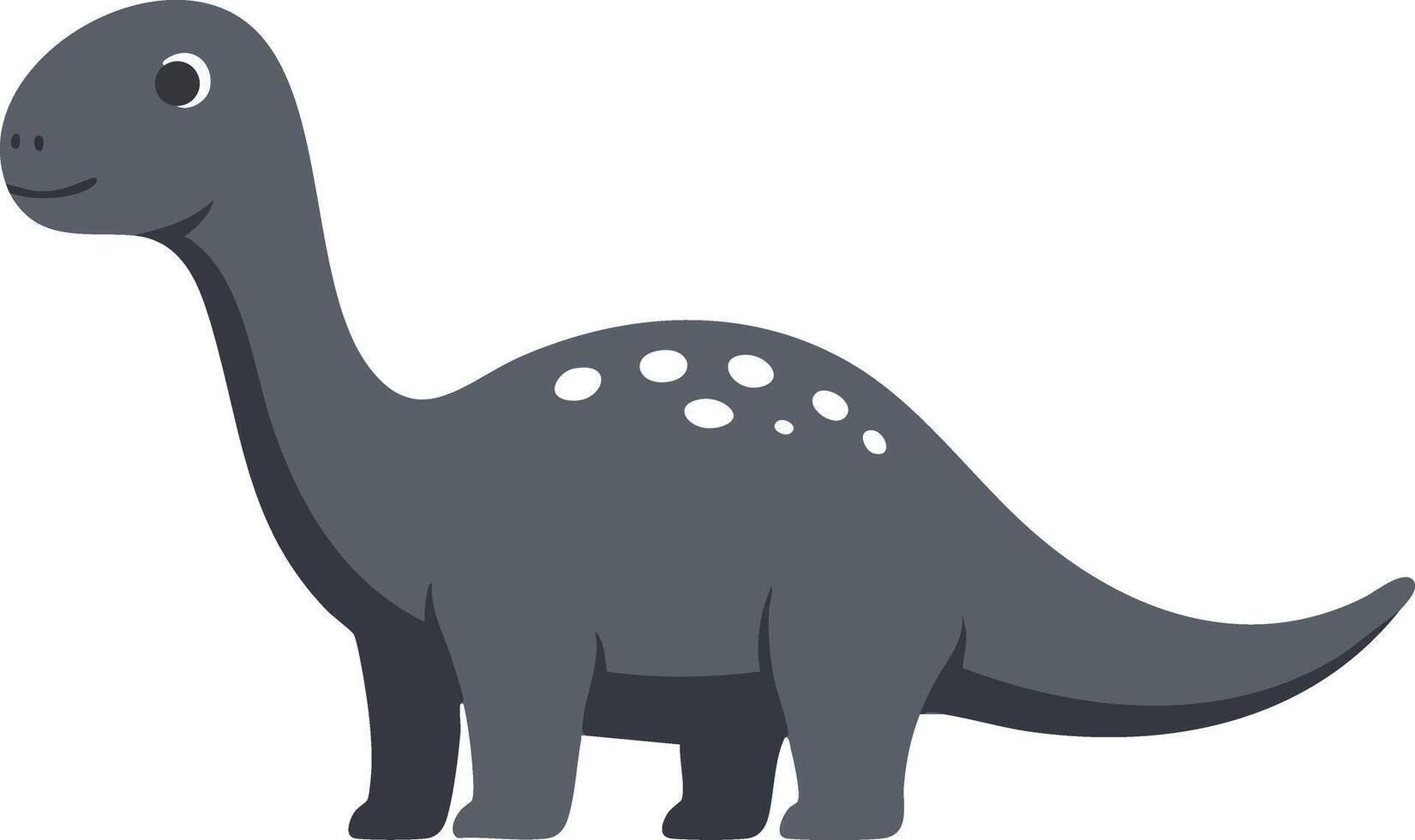 Cute gray cartoon dinosaur with white spots standing on four legs illustration vector