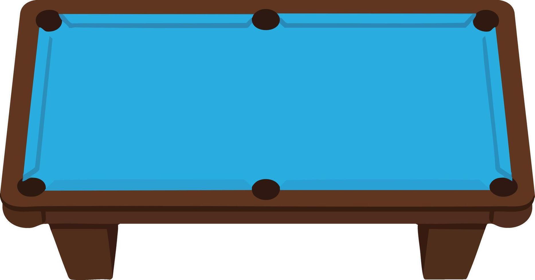 Pool table with blue felt and brown frame for billiards game equipment and leisure activities indoors vector