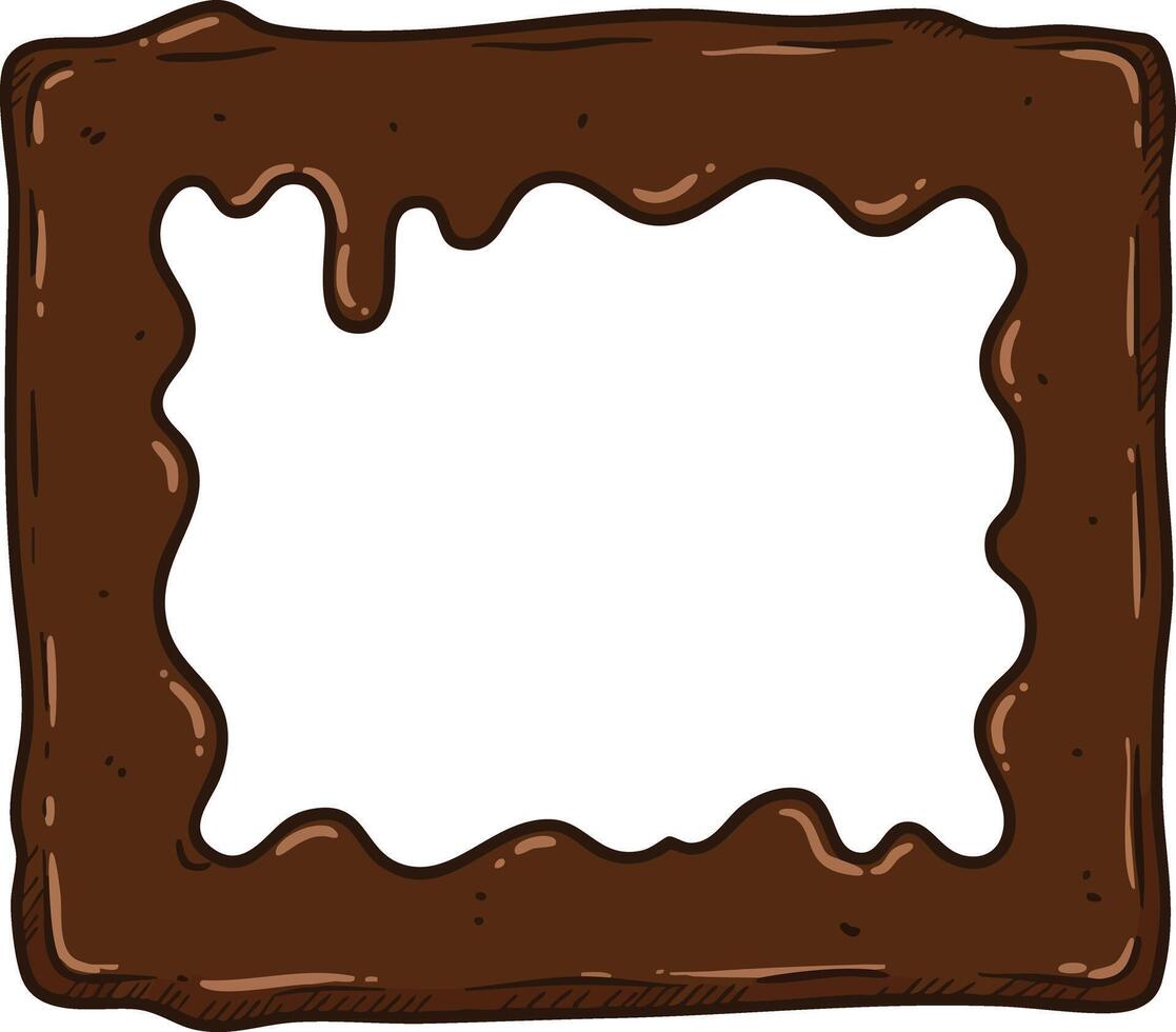 Chocolate Frame Illustration with Dripping Melted Chocolate Border Design for Sweet Dessert Decoration and Baking Projects vector
