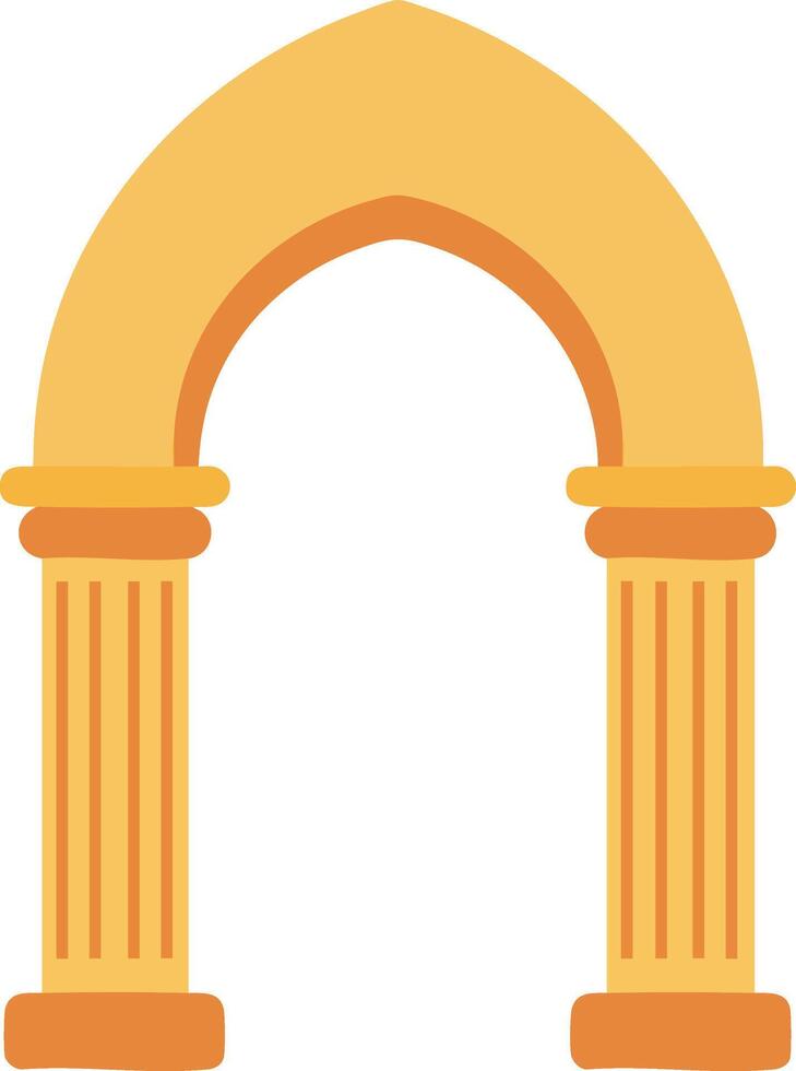 Ancient stone archway with two columns architectural illustration in yellow and orange hues for design vector
