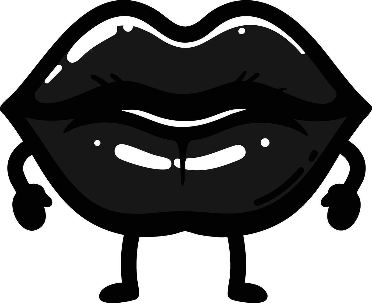 Black Cartoon Lips Character with Earrings and Legs Illustration for Creative Design and Fun Projects vector