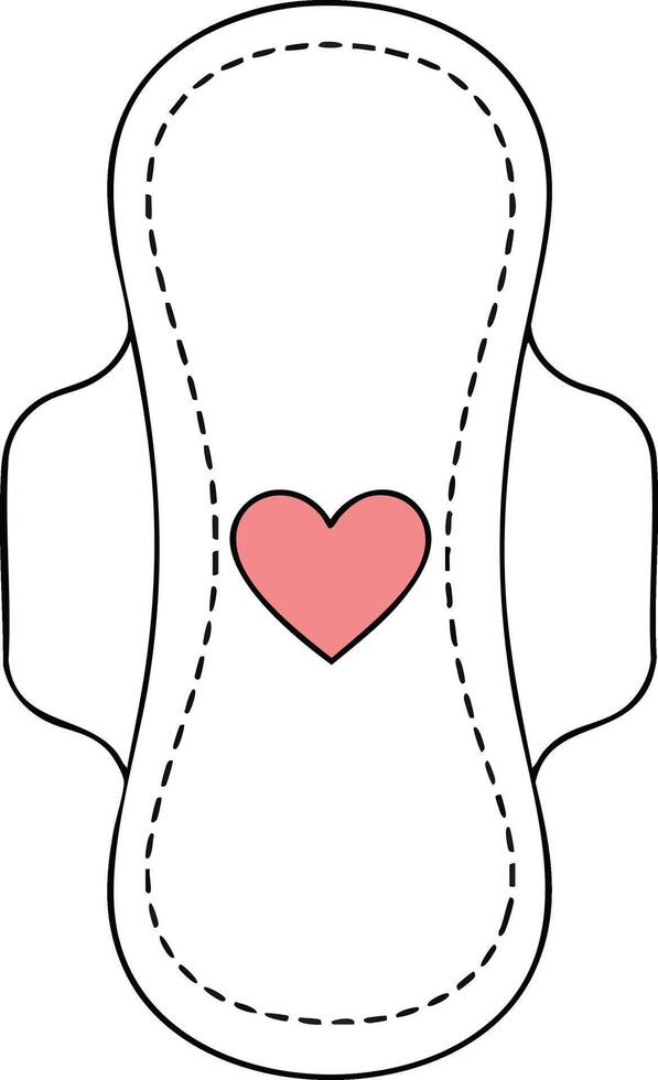 Menstrual pad with pink heart symbol feminine hygiene and health care illustration design vector
