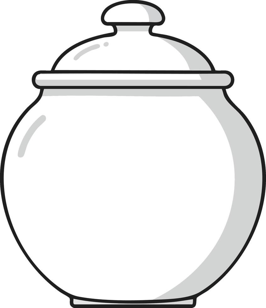 Round ceramic jar with lid simple kitchen storage container illustration vector