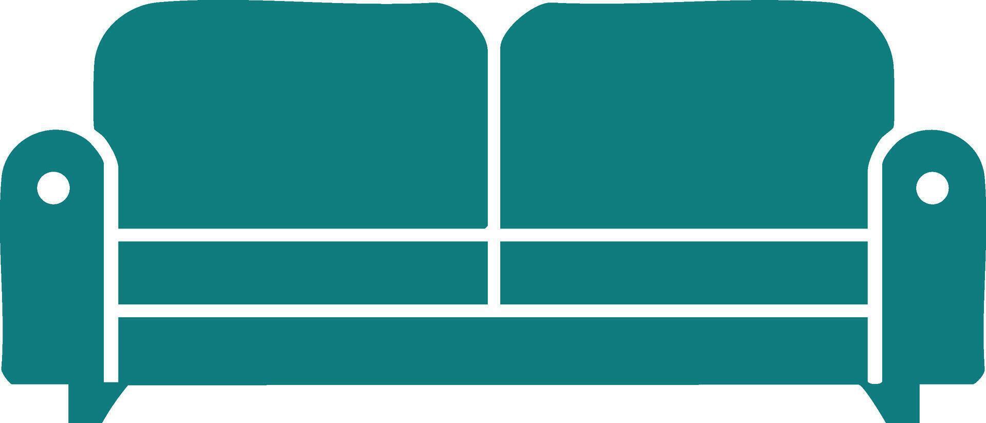 Two Seater Sofa Icon Illustration Featuring Modern Minimalist Design in Teal Color vector