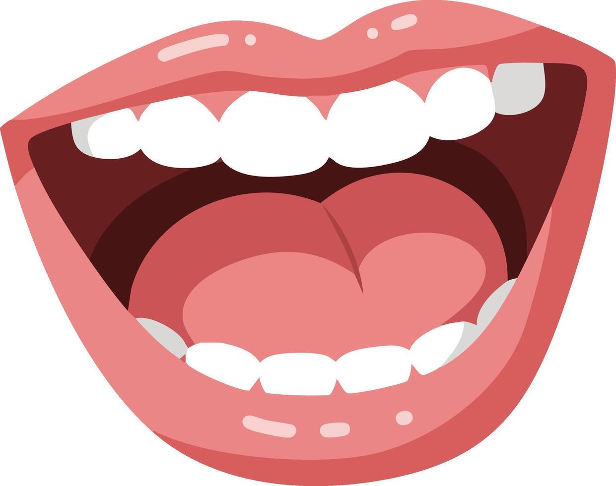 Open smiling mouth with teeth and tongue illustration of happy expression and laughter emotion cheerful design vector