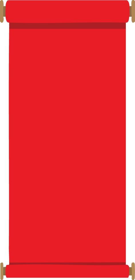Red Chinese Scroll Illustration with Wooden Handles Traditional Paper Art Design vector