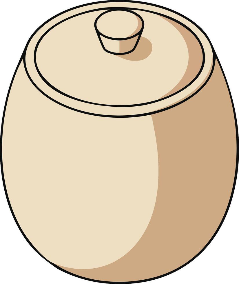 Ceramic jar with lid simple beige colors kitchen storage container illustration vector