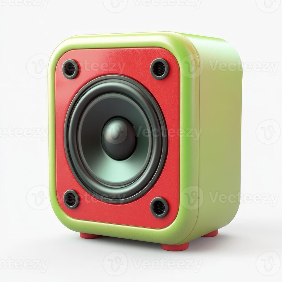 A small speaker with a red and green color scheme photo