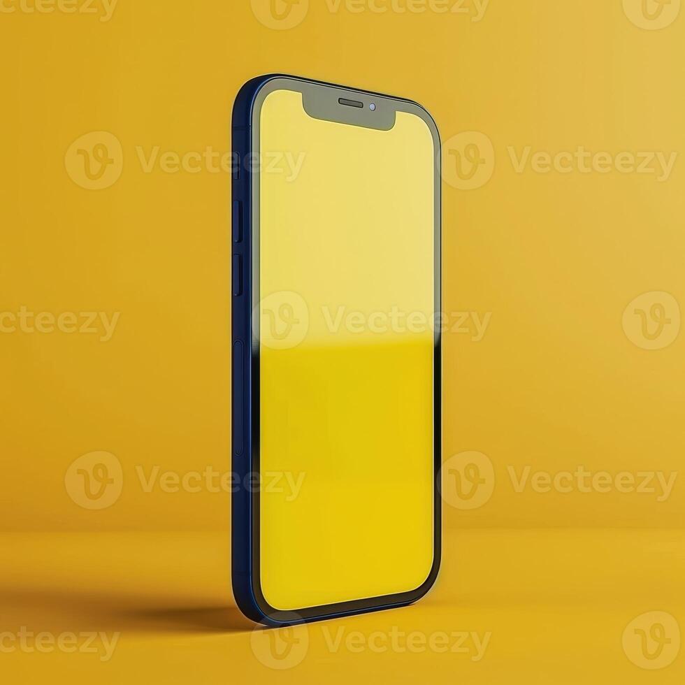 An iphone with a yellow screen on a yellow background photo