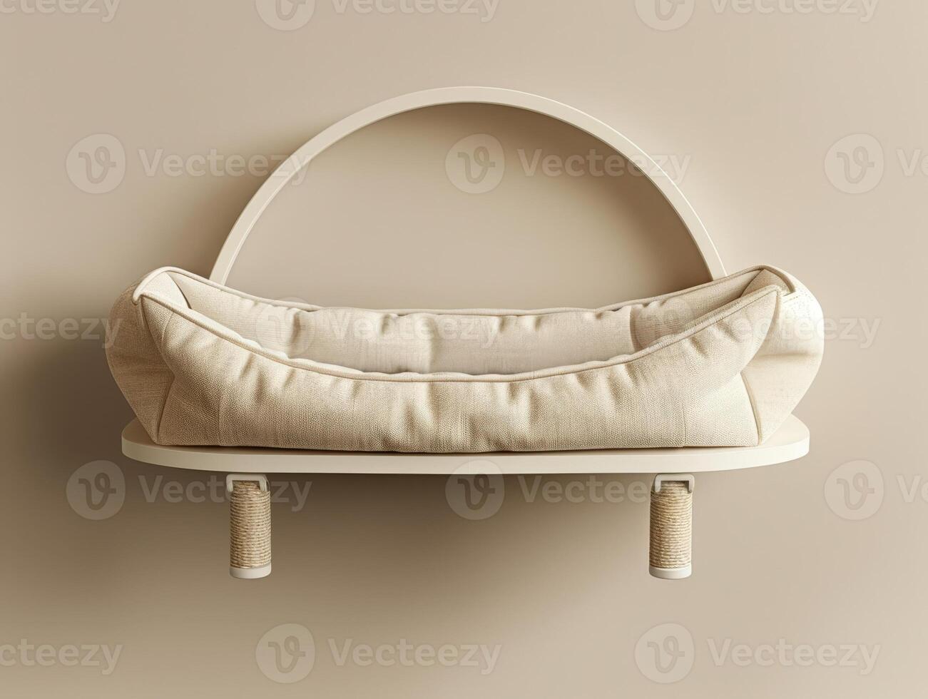 A white shelf with a baby's bed on it photo