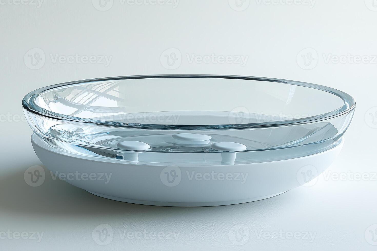 A bowl with water in it on a white surface photo