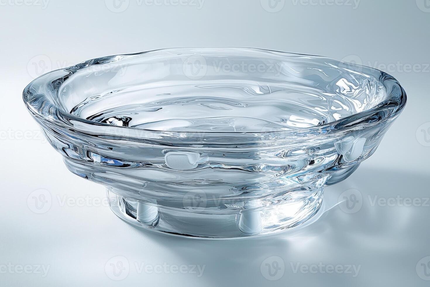 A clear glass bowl with a circular design photo