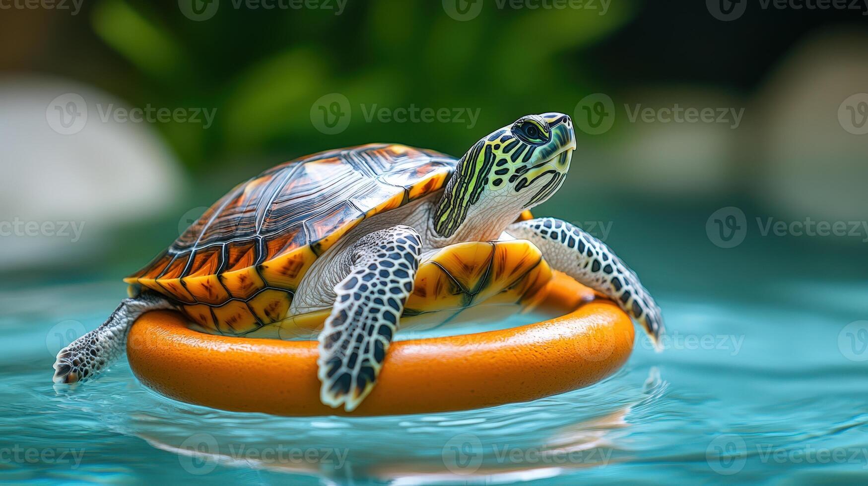 Turtle Resting on a Floatie photo