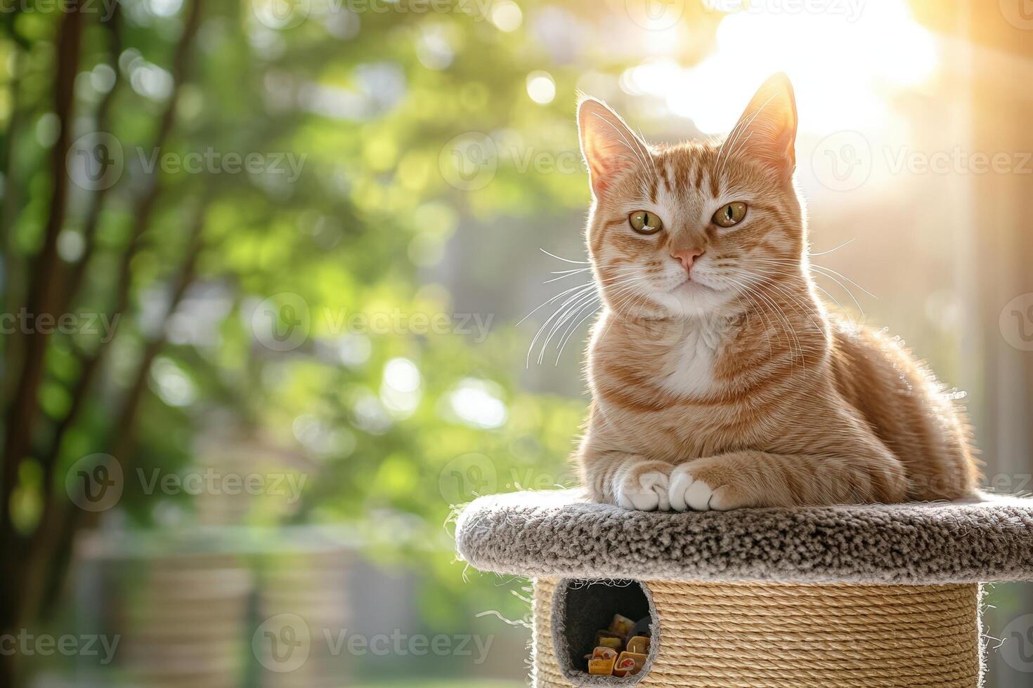 Cat Sitting on a Cat Tower photo