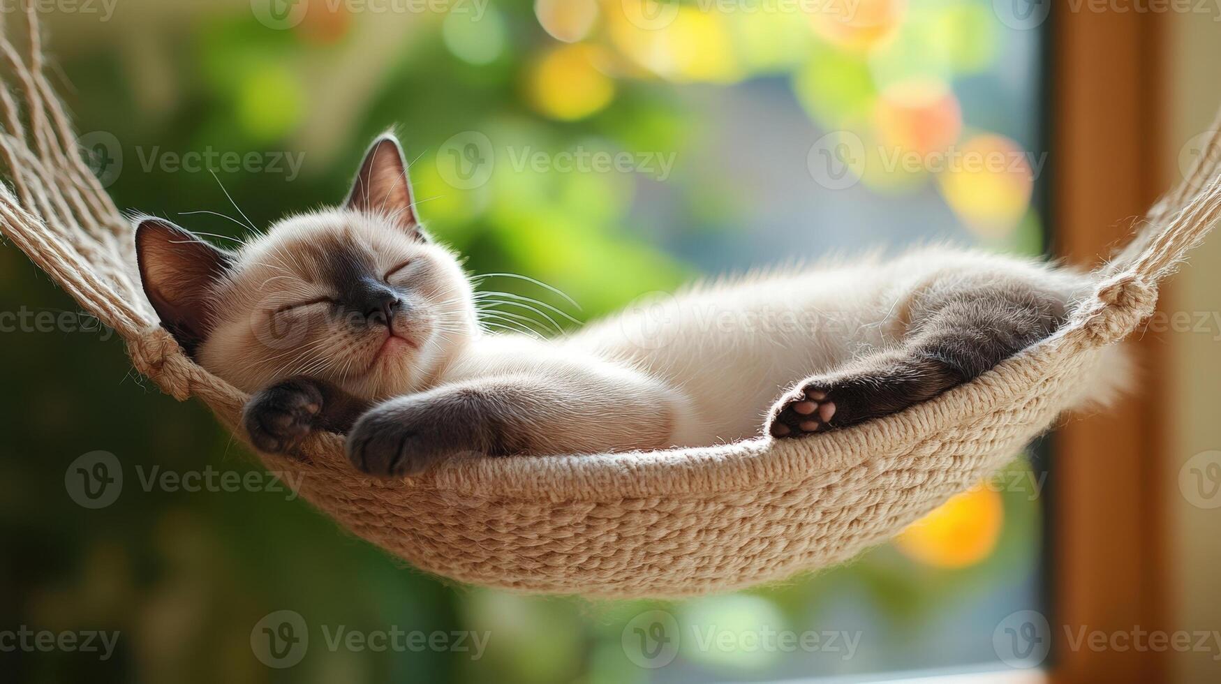A cat sleeping in a hammock photo