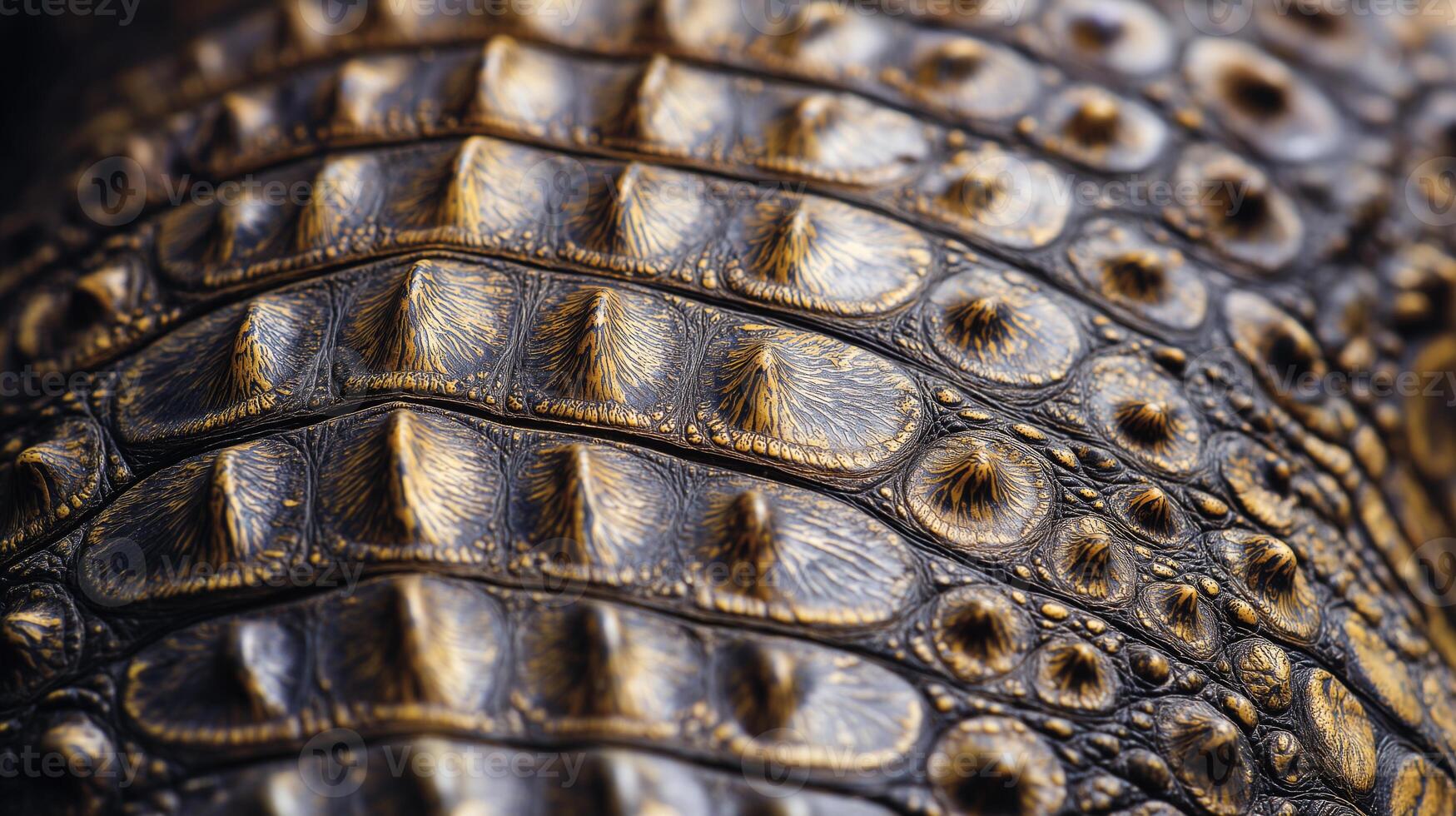 Detailed textures of crocodile skin are illuminated, revealing its unique patterns and colors. photo