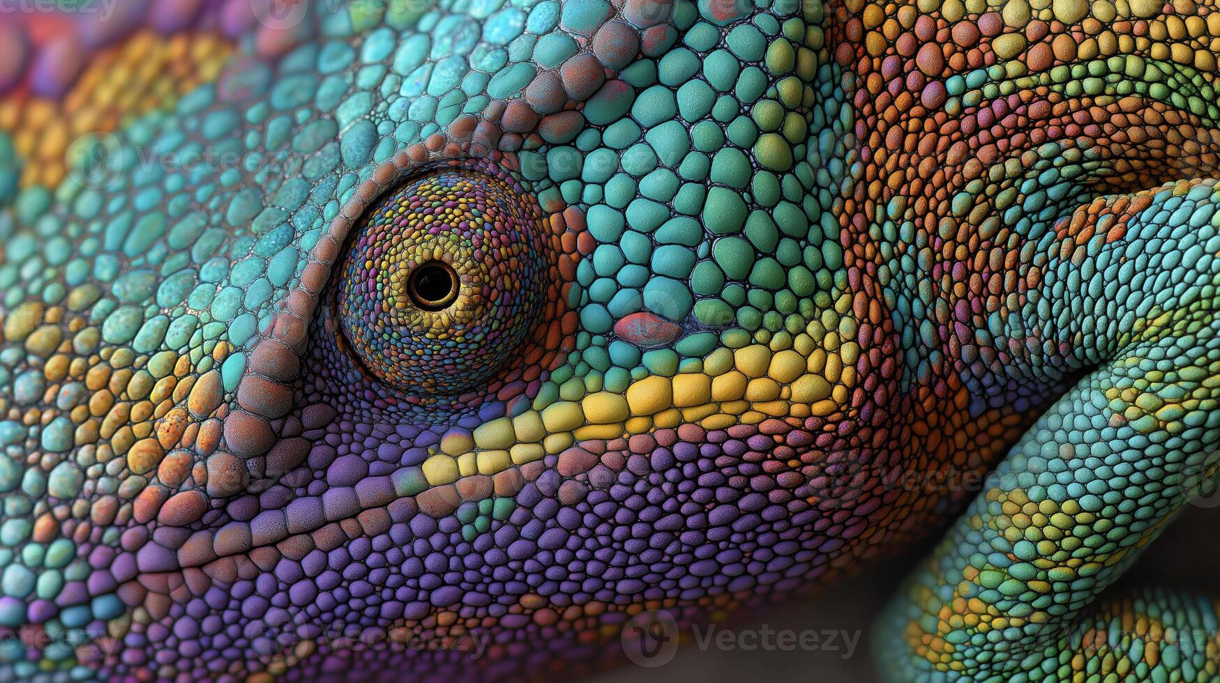 This lizard displays a stunning array of colors and textures with intricate scale patterns. photo
