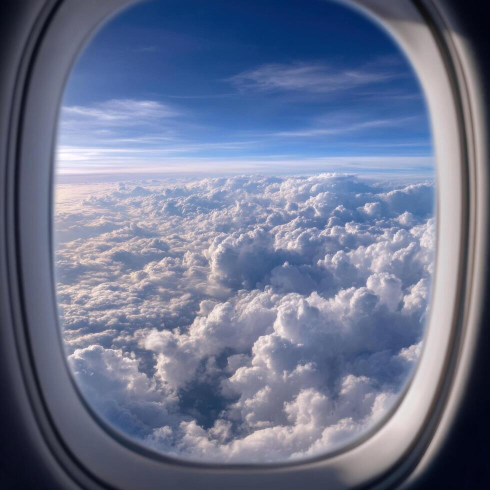 Stunning Aerial View of Clouds from Airplane Window A Breathtaking Journey Above the World 2 photo