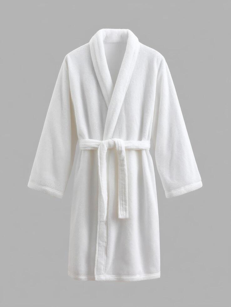 White Cotton Bathrobe Luxury, Soft, and Comfortable Robe for Spa, Hotel, or Home Relaxation. Enjoy Cozy Comfort and Style. photo