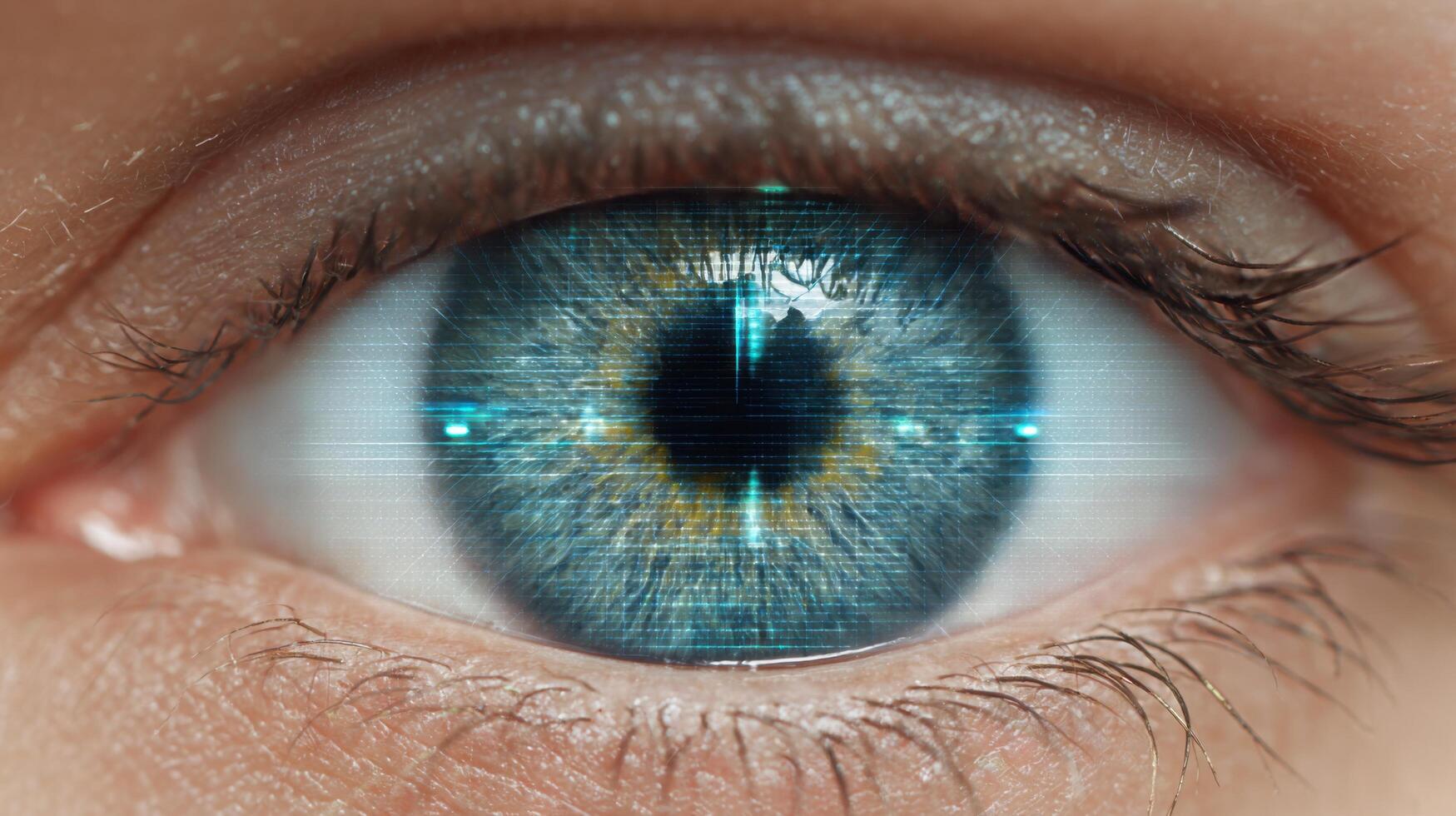 Digital Eye A Futuristic Vision of Technology and Humanity. view of a human eye with a digital interface overlay, symbolizing the photo