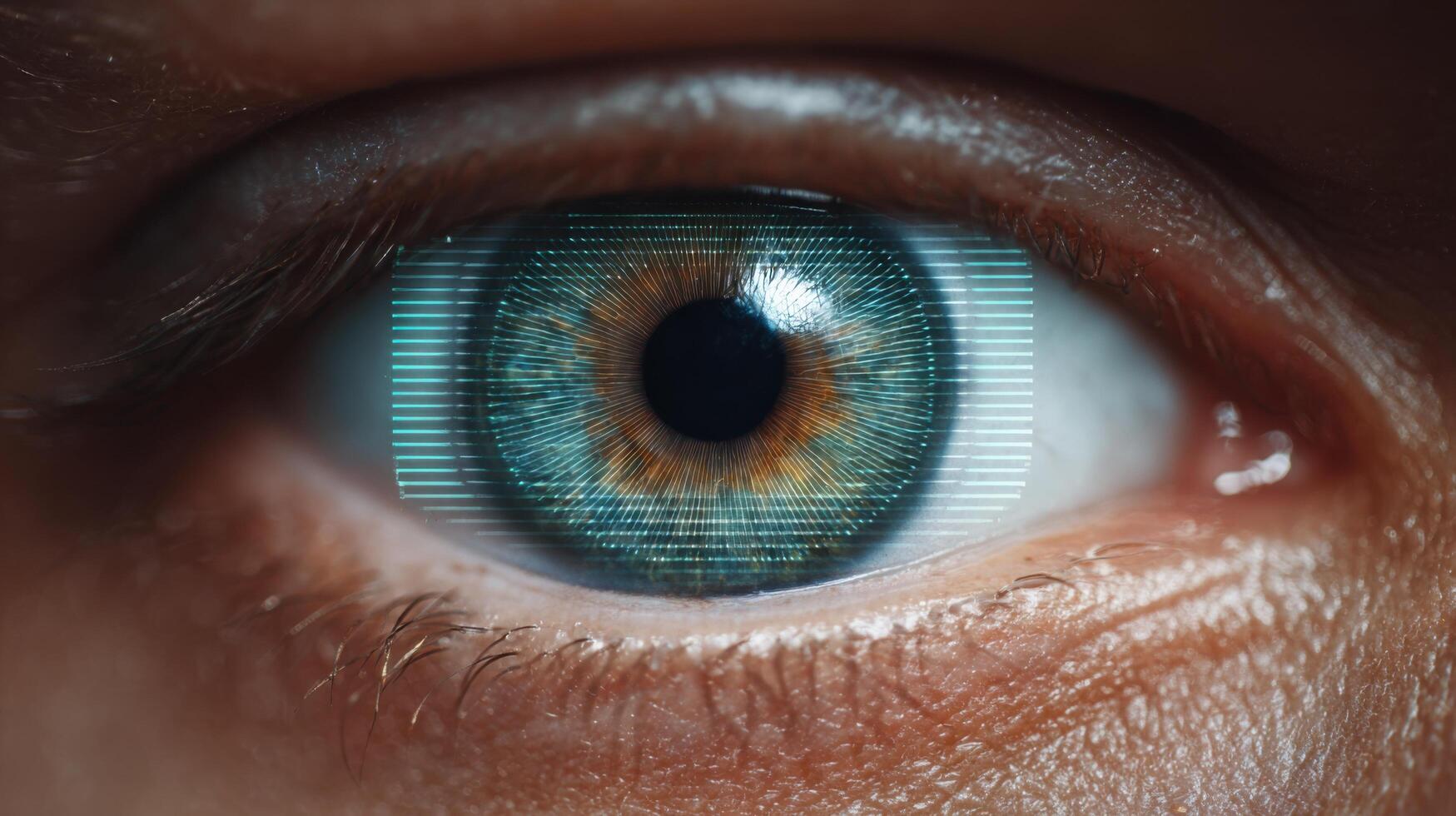 Human Eye with Futuristic Digital Interface Overlay Biometric, Technology, and Science Concept photo