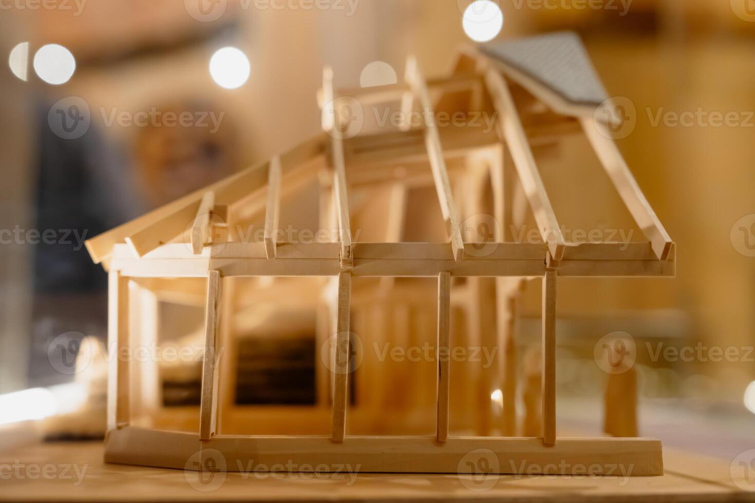 Aerial view of an ancient Norwegian Viking house layout with thatched roof and wooden walls, showcasing traditional Nordic architecture and reflecting the historical heritage of the region. photo