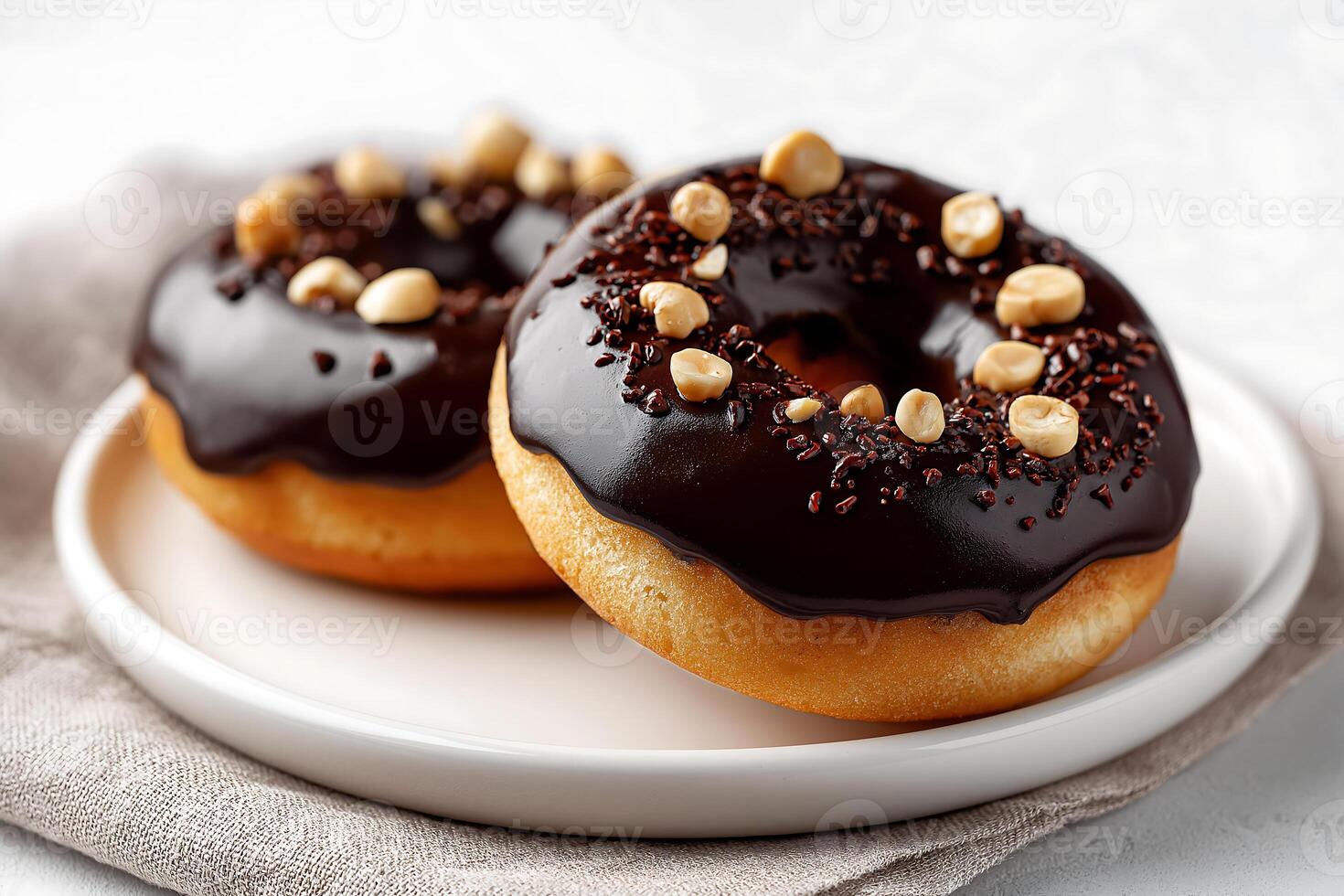 Two donuts on a plate photo