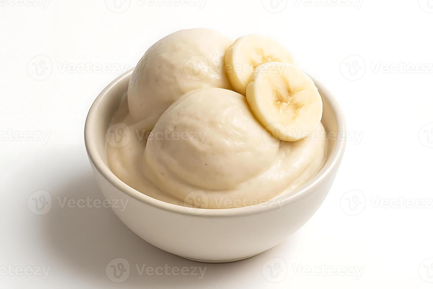 A bowl of ice cream with bananas in it photo