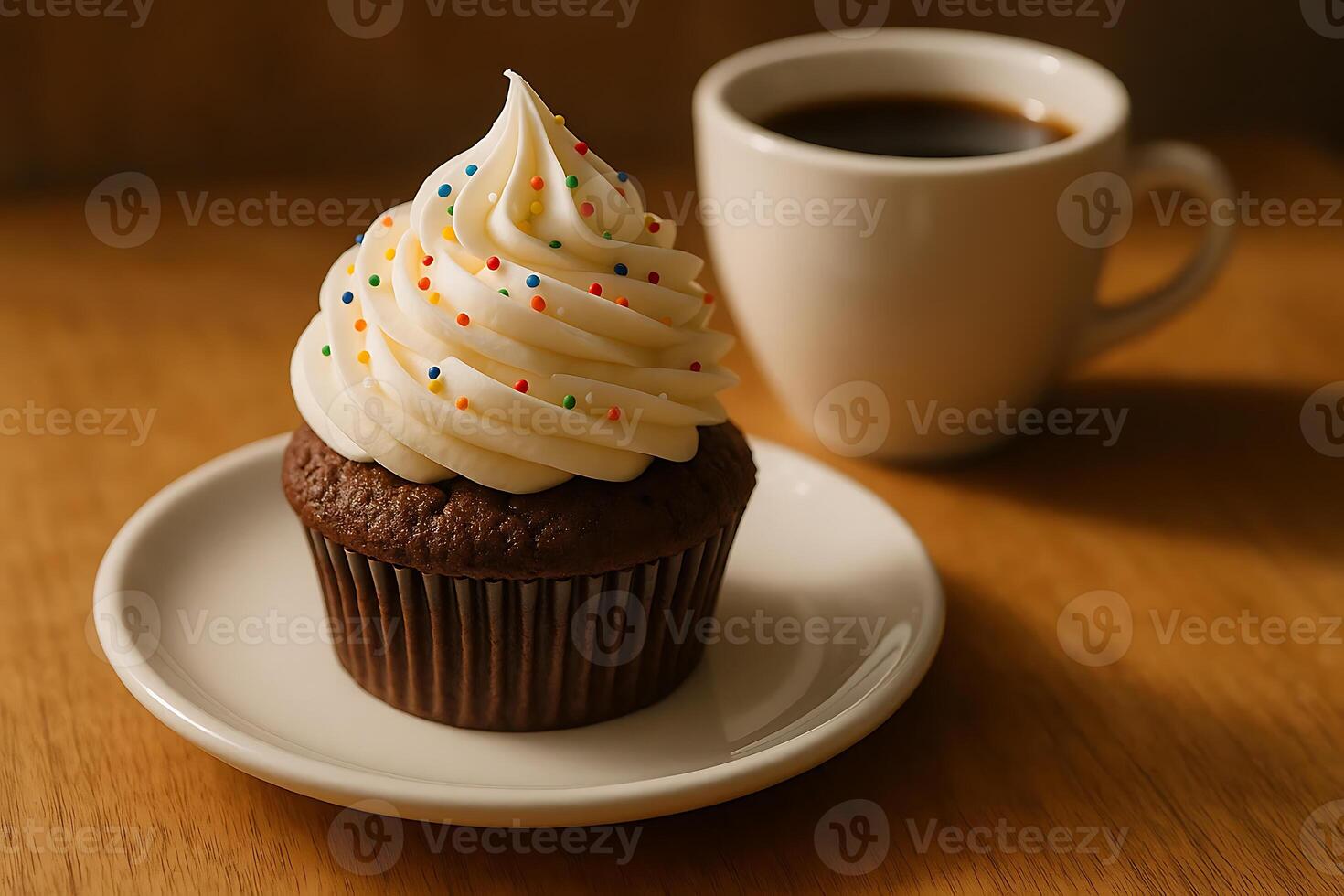 A cupcake on a plate photo