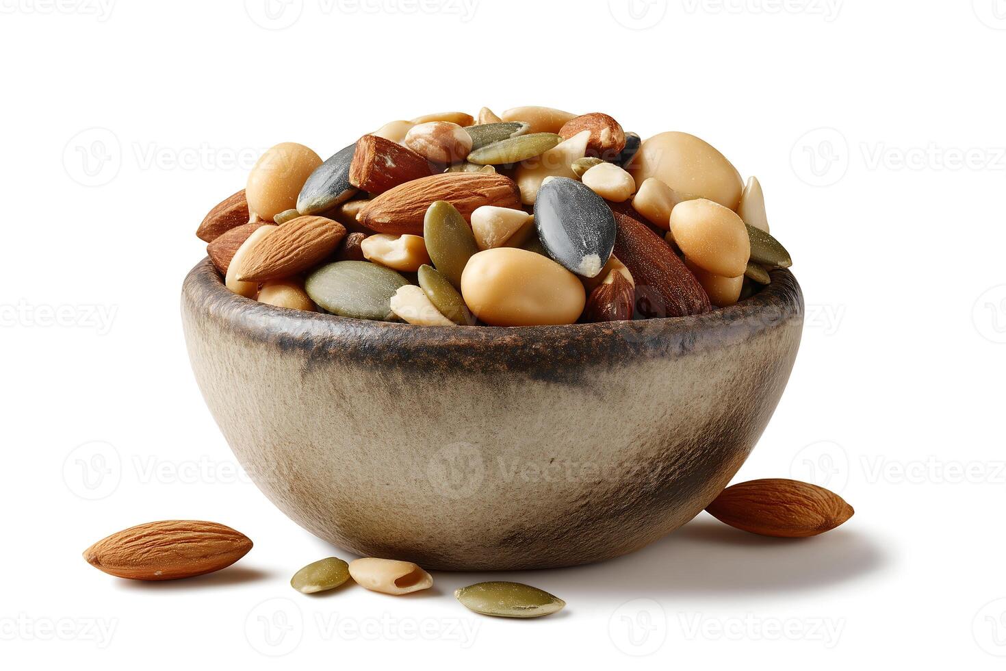 A bowl full of nuts and seeds photo