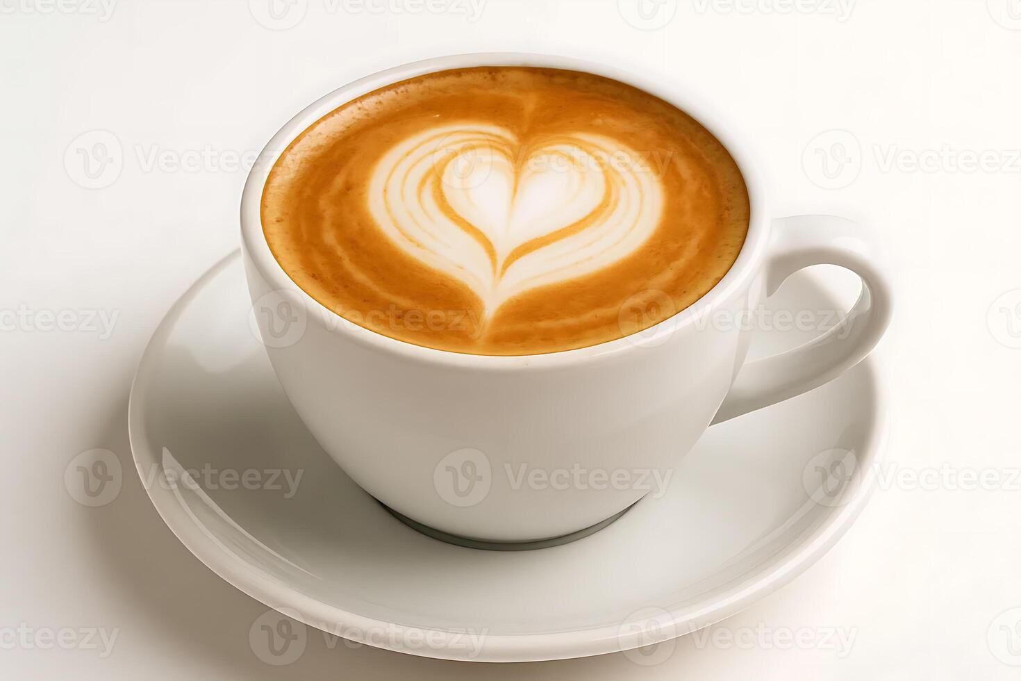 A cup of coffee with a heart shape in the foam photo