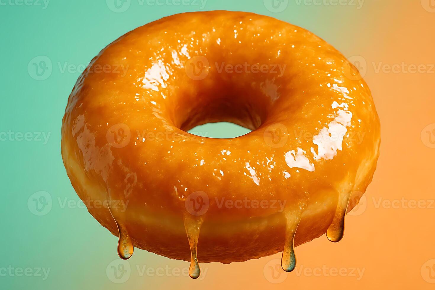 A donut with a drizzle of syrup photo