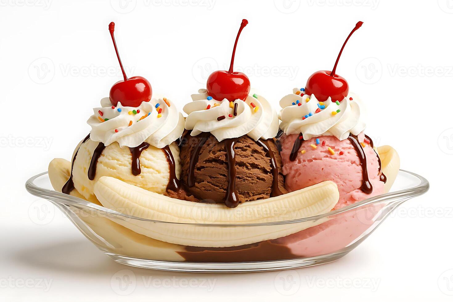 A glass bowl with ice cream photo