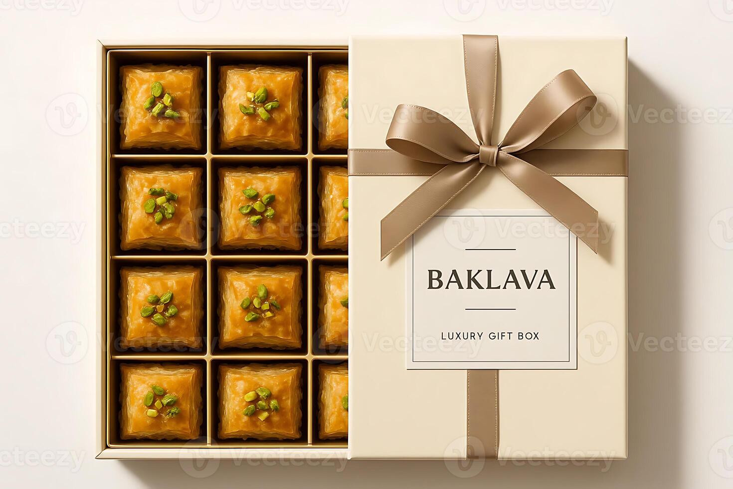 Baklava in a gift box mockup photo