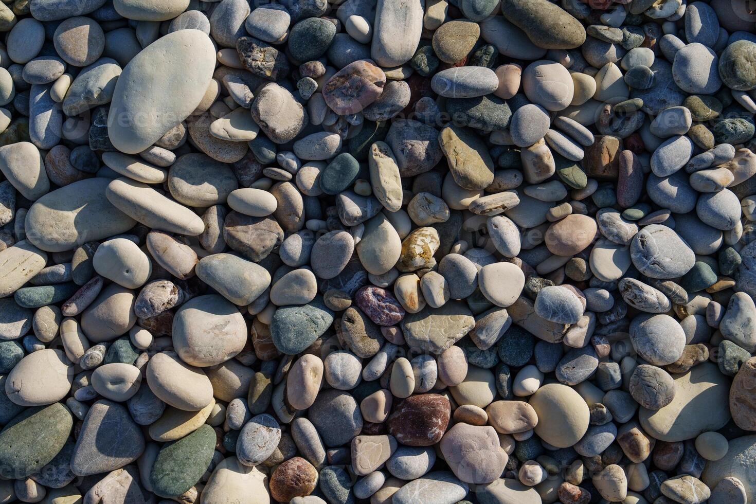 Colorful Pebble Beach Surface A Natural Mosaic of Smooth Stones and Textures for Design photo