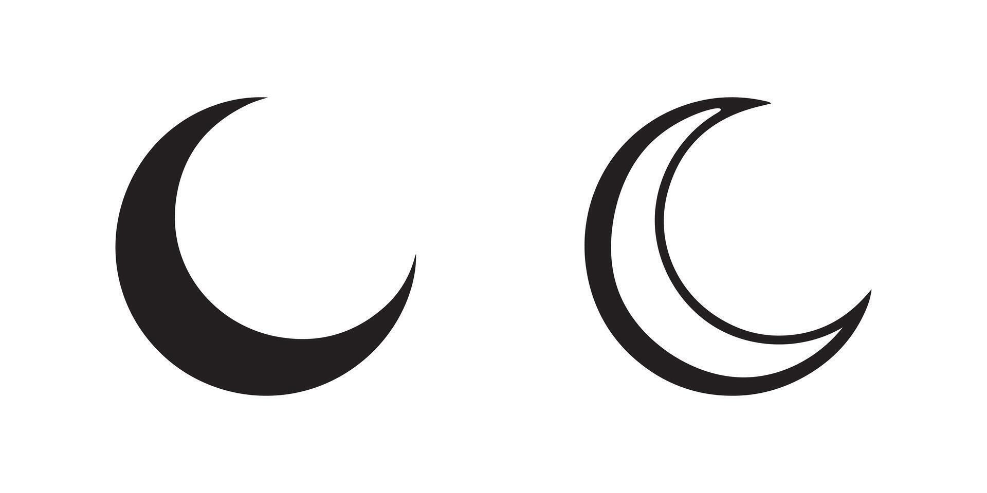 Moon and Crescent Icon Set Design vector
