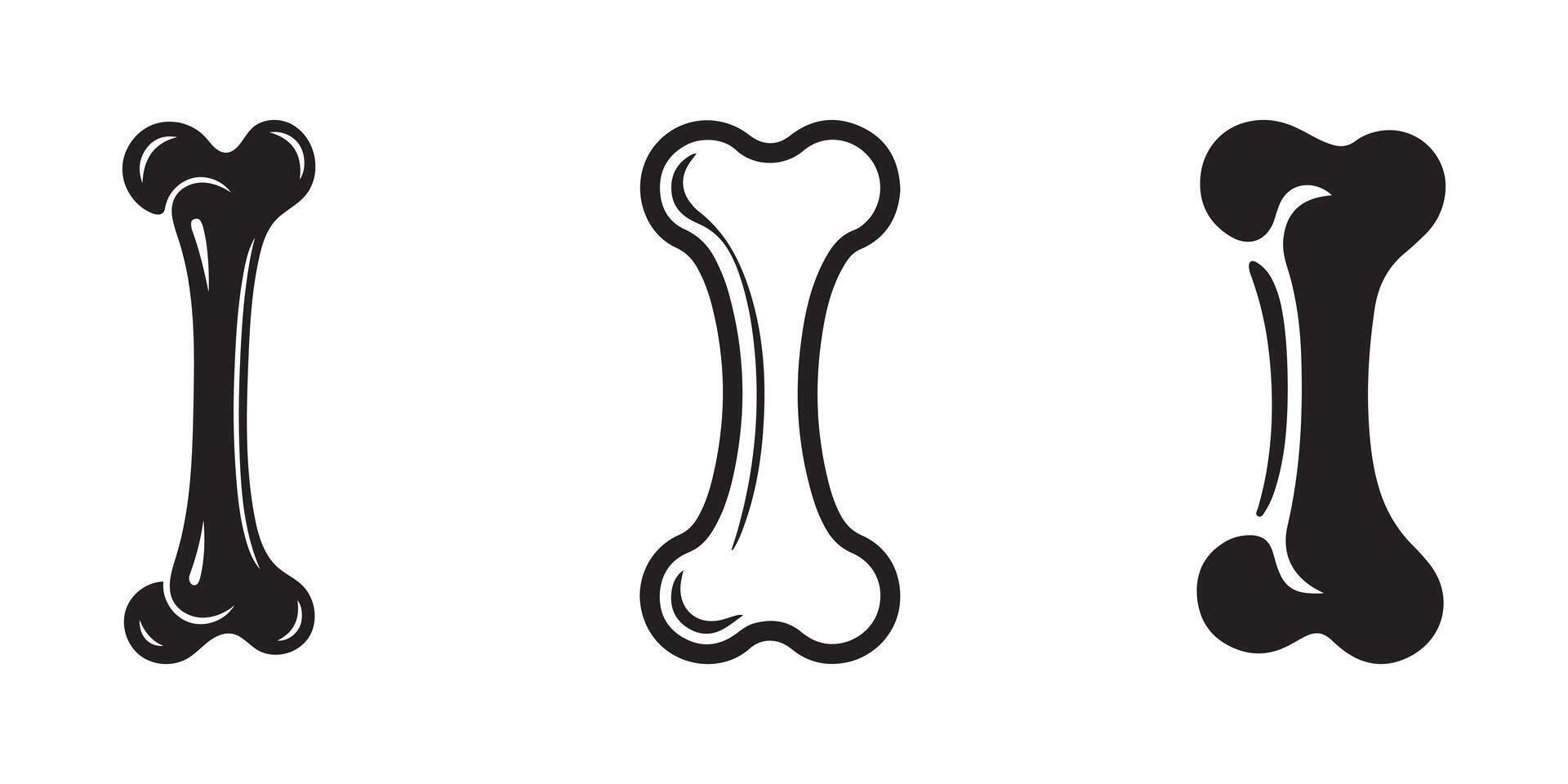Bone icon set. Dog bone silhouette. vector