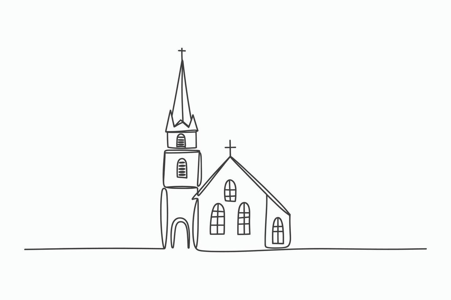 Simple line drawing of a church with steeple vector