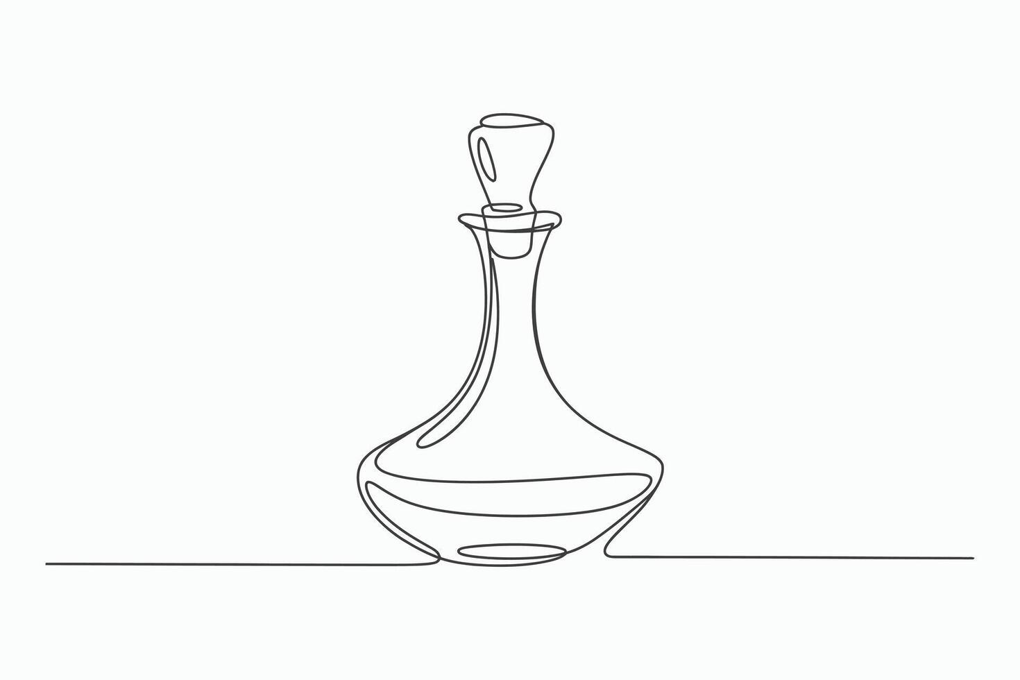 Single line drawing of elegant glass decanter vector